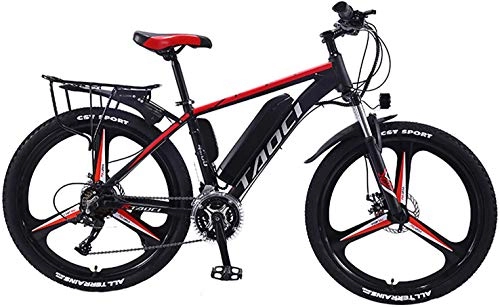 Bicicletas eléctrica : BWJL Bicicletas eléctricas para los Adultos, en Bicicletas de aleación de magnesio Ebikes de Tierra, 26"batería extraíble 350W 36V 13Ah Litio-Ion Ebike Montaña Hombres, Rojo, 13Ah80Km