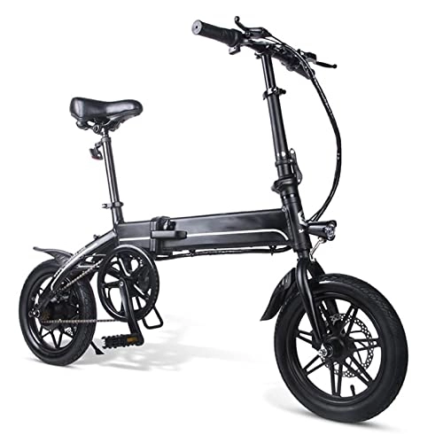 Bicicletas eléctrica : bzguld Bicicleta eléctrica Plegable for Adultos Ligeros de 14 Pulgadas Plegable Plegable Bicicleta eléctrica Asistencia de Bicicleta eléctrica e-Bike Scooter 250w Motor e Bicicleta (Color : Negro)