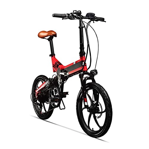 Bicicletas eléctrica : bzguld Bicicletas eléctricas for Adultos Plegables 25 0w 48v 8 AH Hidden Battery Dobling Bicicleta eléctrica 7 Velocidad Bicicleta eléctrica (Color : Black-Red)