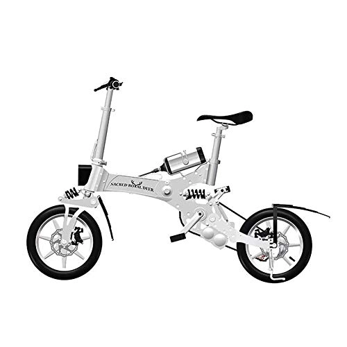 Bicicletas eléctrica : Caogena Bicicleta elctrica Plegable - Mini Bicicleta - Rueda de 14 Pulgadas, Cuadro de Aluminio de aviacin, Bicicleta asistida por Pedal 240W / 36V, Plata