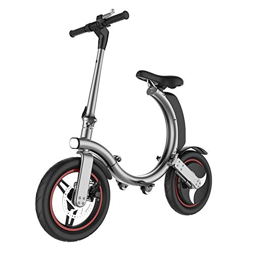 Bicicletas eléctrica : CARACHOME Bicicleta eléctrica Commute Mini Bicicleta eléctrica 14inch 450W Mini e-Bike Plegable de Largo Alcance IP76 (Negro, Plateado), Plata