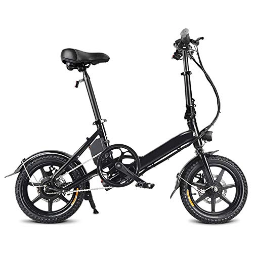 Bicicletas eléctrica : CARACHOME Bicicleta eléctrica Plegable, 3 Modos de conducción Ebike 10.4AH 25Km / H 40KM Range E-Bike Bicicleta eléctrica de neumáticos de 14 Pulgadas, Negro