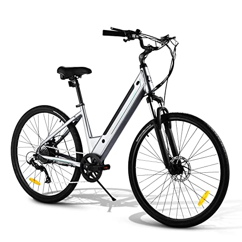 Bicicletas eléctrica : CARPAT SPORT Bicicleta eléctrica City Cruiser 700 C, 250 W, 36 V, 10, 6 Ah, batería extraíble, motor trasero, 8 velocidades, bicicleta eléctrica para adultos, aluminio, 25 km / h, color azul