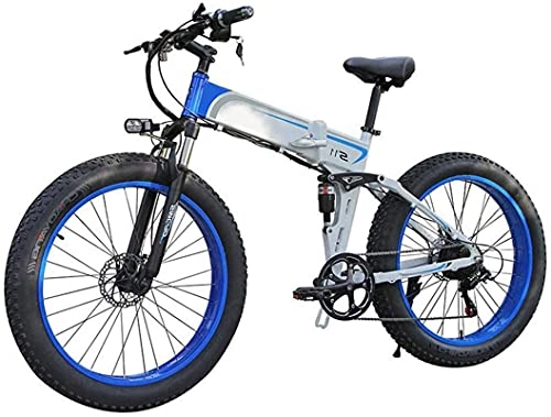 Bicicletas eléctrica : CCLLA Bicicleta eléctrica Bicicleta de montaña Plegable Ligera 350W 48V, Sistema de transmisión de 7 velocidades de Bicicleta eléctrica Plegable de montaña para Hombre y Mujer, con neumático de 26