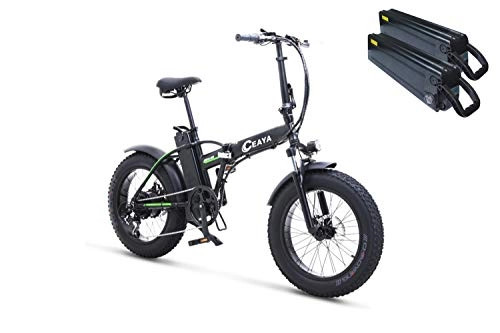 Bicicletas eléctrica : Ceaya Bicicleta Electrica 48V Plegable - E-Bike 20", Actualizar Bici Electrica Urbana Ligera para Adulto (Negro(batería Dual))