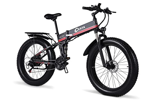 Bicicletas eléctrica : CEAYA Bicicleta Electrica Plegable Ebike Montaña Fat Bike, Bateria para 48v 12.8Ah, 26 Pulgadas