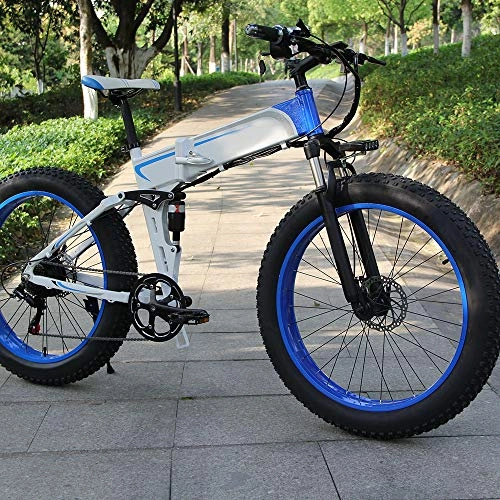 Bicicletas eléctrica : Chicstyleme Bicicletas Electricas Plegables Ligeras Bicicleta Eléctrica Ciudad / Montaña con Batería de Litio Desmontable Aleación de Aluminio, 350W de Alta Potencia, 26", 48V 10AH, Freno de Disco