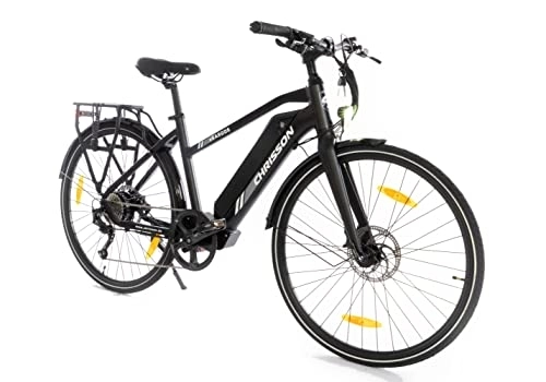 Bicicletas eléctrica : CHRISSON Bicicleta eléctrica de 28 pulgadas, eTrekking para mujer, eSARGOS Lady con 9 G Shimano 14 Ah 506 Wh, Samsung negro mate