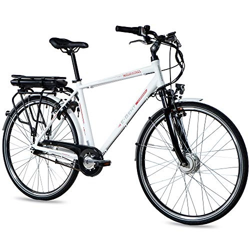 Bicicletas eléctrica : CHRISSON Bicicleta eléctrica E-Gent de 28 pulgadas, para hombre y trekking, color blanco, con 7 marchas Shimano Nexus, Pedelec para hombre con motor de rueda delantera Ananda, 250 W, 36 V