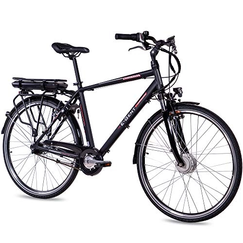 Bicicletas eléctrica : CHRISSON Bicicleta eléctrica E-Gent de 28 pulgadas, para hombre y trekking, color negro, con cambio de buje Shimano Nexus, Pedelec para hombre con motor de rueda delantera Ananda, 250 W, 36 V