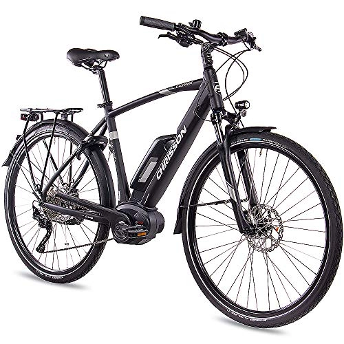 Bicicletas eléctrica : Chrisson E-Bike Pedelec E-Actourus 2019 - Bicicleta de trekking para hombre con 10G Deore Bosch PL, color negro mate