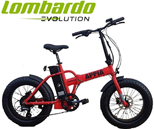 Bicicletas eléctrica : Cicli Puzone Bicicleta Lombardo ApPIA Folding Fat Bike 20 BAFANG Gamma 2019, Red Black Matt, 44 CM