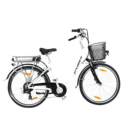 Bicicletas eléctrica : City Flow, 26 Pulgadas, Bicicleta Eléctrica para Adultos, E-Bike con Motor 250W BAFANG, Batteria 36V 13AH, con Freno a V TEKTRO, Palanca de Cambios Shimano Tourney 7 Speed