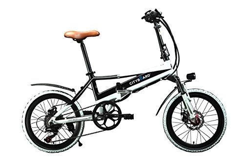Bicicletas eléctrica : Cityboard E- City Patinete Eléctrico, Unisex Adulto, Blanco / Negro, 10 Pulgadas