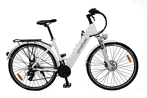 Bicicletas eléctrica : Cityboard S1 White Bicicleta Eléctrica de Paseo de 26", Adultos Unisex, Blanco