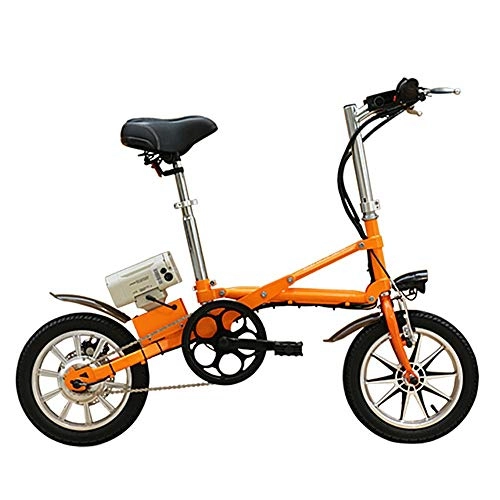 Bicicletas eléctrica : Coche elctrico Plegable Adulto Pequeo Mini Conducir Batera de Litio Coche elctrico Batera de Litio Naranja Commuter