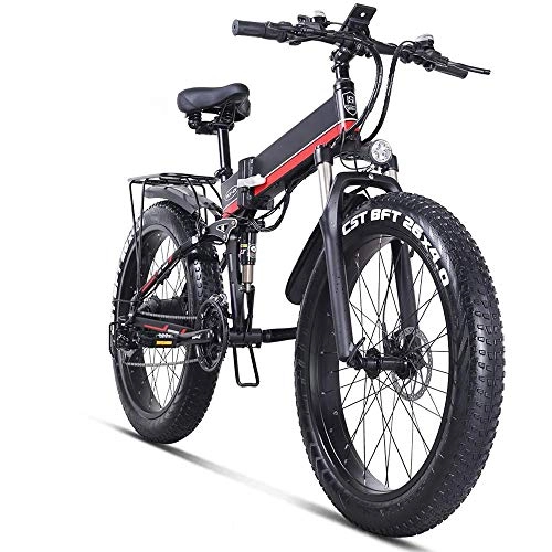Bicicletas eléctrica : COKECO Bicicleta Eléctrica Fat Tire Beach Cruiser 21 Velocidades Batería De Litio 12.8Ah Batería De Litio Plegable 1000W Moto De Nieve Eléctrica con 1000W 4.0 Fat Tire