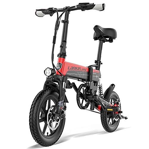 Bicicletas eléctrica : COKECO Bicicletas Eléctricas Plegables para Adultos, eléctrica con Motor Eléctrico 400 W, Bicicleta Eléctrica 14 Pulgadas 36 V con Batería De Litio Extraíble, Velocidad Máxima De 25 Km / H