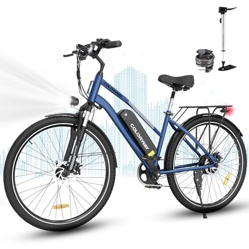 Bicicletas eléctrica : COLORWAY 28'' Bicicleta eléctrica, Bicicleta eléctrica Urbana, EBike con autonomía de 45-100KM, Equipada con batería de 36V 15Ah, Bicicleta de cercanías, Equipada con Motor de 250W.