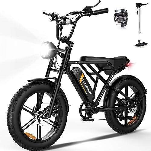 Bicicletas eléctrica : COLORWAY Bicicleta eléctrica, EBike Todoterreno de 20 Pulgadas con neumático de Grasa 4.0, con Motor de 250W y batería de 48V 15Ah, ebike de Motor Potente para Adultos Unisex, Negro Negro (BK29)