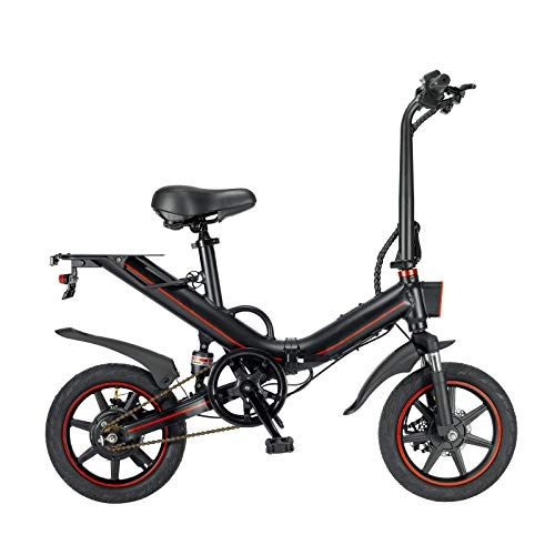 Bicicletas eléctrica : Cooryda Bicicleta eléctrica para Adultos de 14 Pulgadas 360 W Motor 48 V 10 / 15Ah Batería Velocidad máxima 25 km / h, Bicicleta eléctrica para Adultos Que viajan Diariamente (V5 15AH Negro)