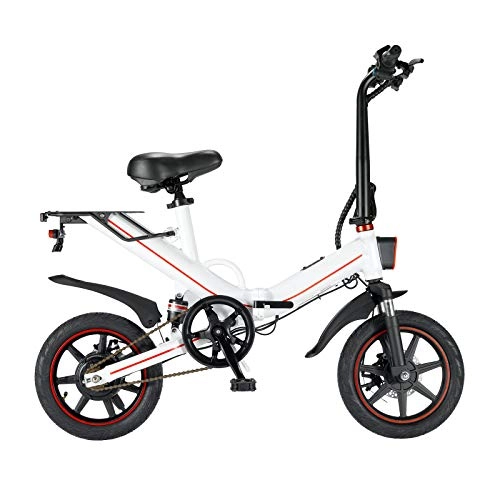 Bicicletas eléctrica : CW.LYANS V5 Bicicletas eléctricas para Aldults, Bicicletas eléctricas Plegables Velocidad máxima 25 km / h 48 V 400 W 14 Pulgadas Ruedas Mini Bicicletas eléctricas para Hombres y Mujeres (15AH White)