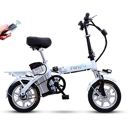 Bicicletas eléctrica : CYGGL Bicicleta eléctrica Plegable Unisex, batería de Litio de 14 pulgadas-48V / 30A - Kilometraje 65 Km - Doble absorción de Choque - Batería pequeña Ajustable para Adultos de Tres velocidades