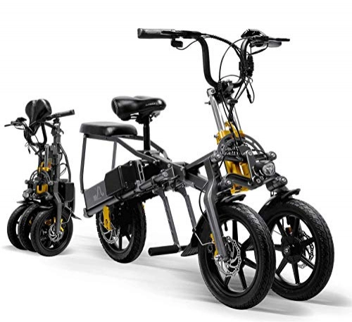 Bicicletas eléctrica : CYGGL Triciclo eléctrico para Adultos Plegable de Tres Ruedas Bicicleta de montaña eléctrica Mini Scooter hasta 30 km 25 km / h Batería de Litio Tres Modos de Velocidad Ruedas Grandes Deporte