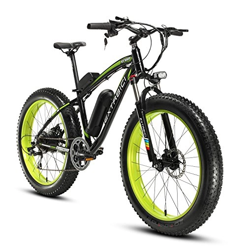 Bicicletas eléctrica : Cyrusher Extrbici XF660 Verde Negro 48V 500 vatios Bicicleta elctrica para Hombre de la Bici Verde de la Bicicleta de la Velocidad 7 de Las Bicicletas elctricas del Verde