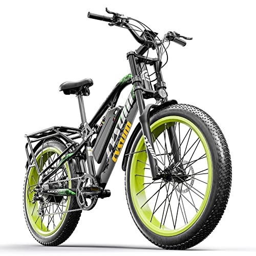 Bicicletas eléctrica : Cysum M900 Bicicletas eléctricas para Hombres, Bicicletas eléctricas Fat Tire de 26 Pulgadas, Bicicletas de montaña con batería extraíble de Litio 48V 17Ah e-Bikes, (Verde - Actualizado)