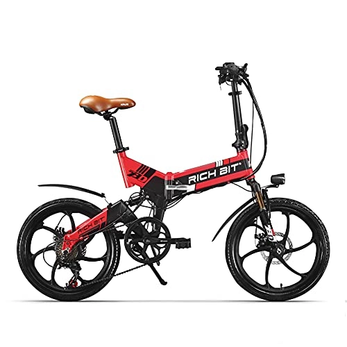 Bicicletas eléctrica : cysum TOP730 20 Pulgadas Bicicleta eléctrica Plegable para Adultos, 250W Motor 48V 8Ah Batería Citybikes, 25 km / h Shimano 7 Speeds MTB de Doble suspensión ebikes