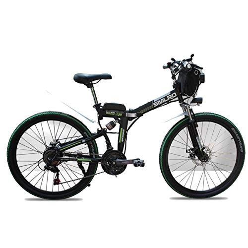 Bicicletas eléctrica : Dapang Bicicleta de montaña eléctrica de 48 voltios, Bicicleta eléctrica Plegable de 26 Pulgadas con Ruedas de radios de llanta de 4.0", suspensión Total Premium, Black