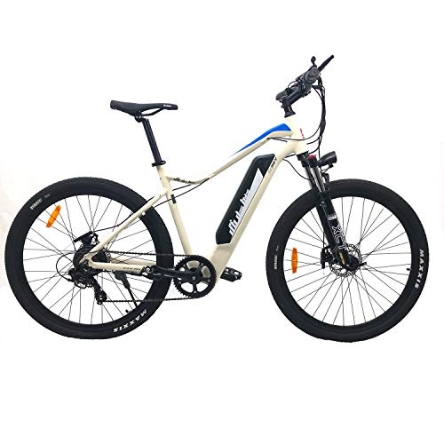 Bicicletas eléctrica : DAS.BIKE - Bicicleta eléctrica de montaña de 27, 5 pulgadas, aluminio, conexión USB, color blanco
