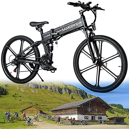 Bicicletas eléctrica : DDCHH Bicicletas Eléctricas De Montaña para Adultos, E-Bike 500W Bicicleta Potente 48V 10Ah Batería Extraíble, Sin Escobillas Motor hasta 35Km / h, Playa Montaña Ebike, Black