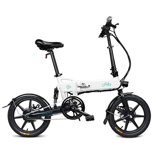 Bicicletas eléctrica : delibett FIIDO D2 7.8 Bicicleta Eléctrica Urbana Plegable 16 Pulgadas, 250W 7.8AH Ebike Plegable con Led Luz Bicicleta para Adultos, Bicicleta Eléctrica Plegable con Pedales De Bici (Gris / Blanco)