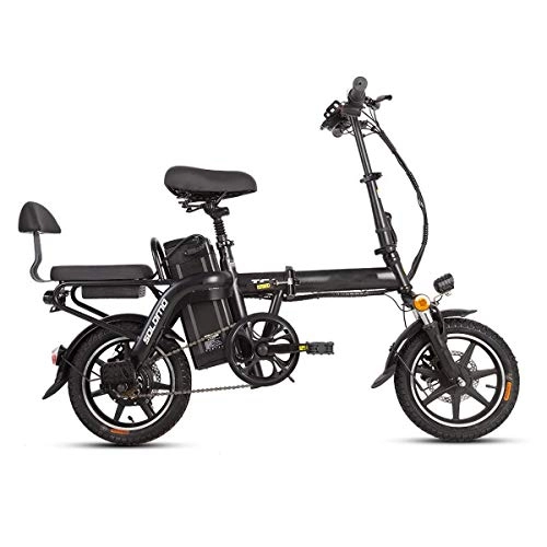 Bicicletas eléctrica : DKZK Bicicleta PortáTil Impermeable Plegable, Bicicleta EléCtrica Asistida, 350W 48 V Velocidad 25 Km / H Resistencia MáXima 160 Km BateríA ExtraíBle con Pantalla LCD