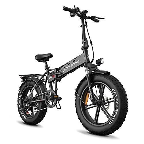 Bicicletas eléctrica : Docrooup DS2 Bicicleta eléctrica plegable para adultos – 750 W e Bike extraíble batería de 20 pulgadas 48 V / 12 Ah batería de litio Fat Tires 4.0 plegable para hombre y mujer