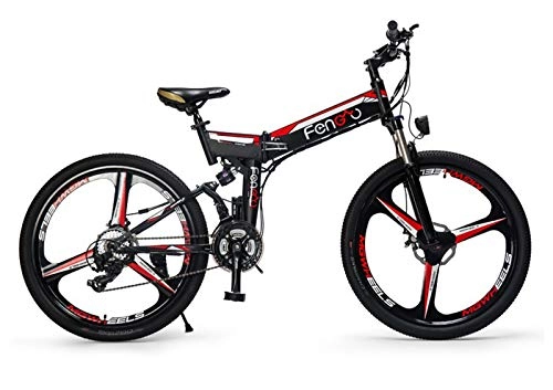 Bicicletas eléctrica : DRAKE18 Bicicleta eléctrica Plegable, 26 Pulgadas 24 velocidades Bicicleta eléctrica de montaña, 48V 250w Motor de Potencia, duración Total de la batería 70 KM, Crucero Todoterreno para Adultos