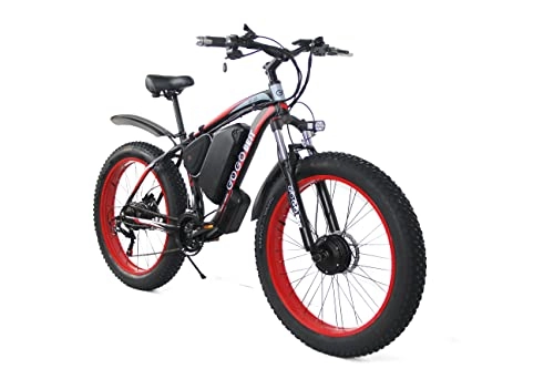 Bicicletas eléctrica : Dual-Drive Electric Bicycle, 48V17.5AH 500W*2 Dual-Drive Motor Power, 26inch Wheels, Speed up to 50KM / h, Climbing 45°(A)