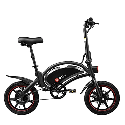 Bicicletas eléctrica : DYU Bicicleta eléctrica Plegable - 14" portátil Bici electricas, Motor 250 W, 36V 10Ah Batería, 20 Km / h, Larga Distancia de 50 km, Ajuste de 3 Modos, Urbana E-Bike para Adultos Unisex(D3F)