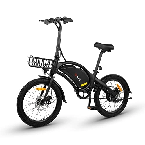 Bicicletas eléctrica : DYU Bicicleta Eléctrica Plegable, 20 Pulgadas Inteligente E-Bike con LCD Pantalla, 36V 10Ah E-Bike con Cesta, Asistencia de Pedal, 3 Modos de Conducción, Altura del Asiento Ajustable, Unisex Adulto
