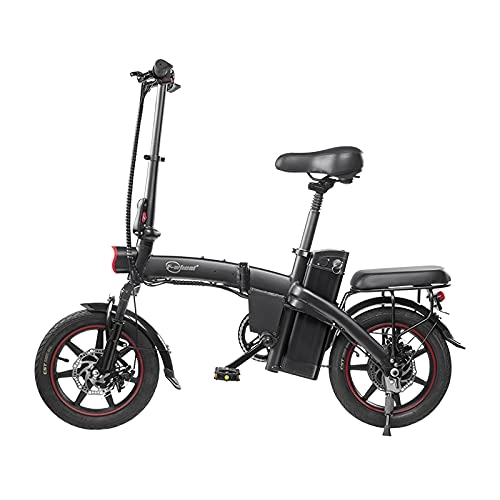 Bicicletas eléctrica : DYU Bicicleta eléctrica plegable de 14 pulgadas City E-Bike para adulto plegable, potente motor de 350 W, velocidad de hasta 25 km / h, extraíble 36 V 6.0 Ah, batería de litio recargable