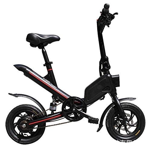 Bicicletas eléctrica : EBike plegable, bicicleta de carretera de aluminio 350W bicicleta elctrica con pedal para adultos y adolescentes de 12 pulgadas elctrico 15mph bicicletas con 36V / 6, 6 AH de iones de litio, Negro
