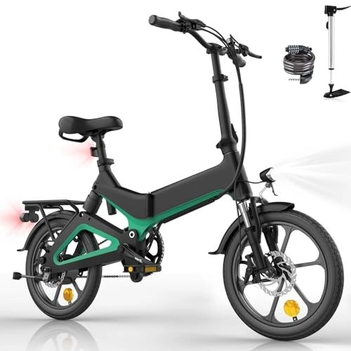 Bicicletas eléctrica : ELEKGO 16" Bicicleta Eléctrica, 250W Plegable Eléctrica, con Batería De 7, 8Ah / 36V, con Asistencia De Pedal, para Adolescentes y Adultos, Alcance De 35-70 KM