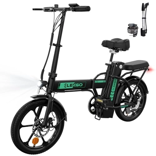 Bicicletas eléctrica : ELEKGO Bicicleta eléctrica Bicicleta Plegable de 16 Pulgadas Bicicleta de cercanías con batería de 36 V 8, 4 Ah, Bicicleta Urbana con Motor de 250 W, Bicicleta eléctrica de hasta 35-70 KM para Adultos