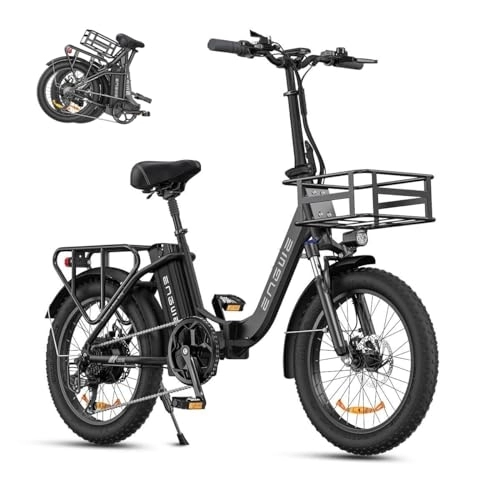 Bicicletas eléctrica : ENGWE Bicicleta Eléctrica Plegable, 20" Fat Tire Bicicleta eléctrica para Adultos, Batería extraíble de 15, 6 Ah, Alcance de hasta 140KM
