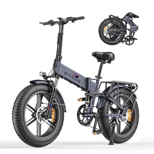 Bicicletas eléctrica : ENGWE Engine Pro Bicicleta eléctrica plegable de 20 pulgadas, bicicleta eléctrica, para hombre y mujer, con batería extraíble de 48 V, 16 Ah, 25 km / h hasta 120 km de alcance, color gris