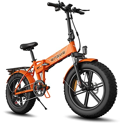 Bicicletas eléctrica : ENGWE EP-2 Beach Fat Tire - Bicicleta eléctrica plegable de 20 pulgadas para todo terreno con asistencia servomoto, motor de 48 V y 500 W y 7 velocidades