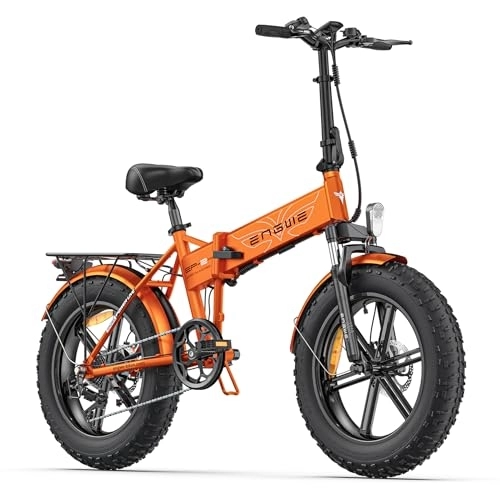 Bicicletas eléctrica : ENGWE EP-2 Pro Bicicleta Electrica Plegable Bici Electricas Adulto | 20"×4.0" Fat Tire | 48V 13Ah Batería Alcance de 120 km |7 Velocidades | Doble Suspensión | E Bike Todo Terreno (Naranja)