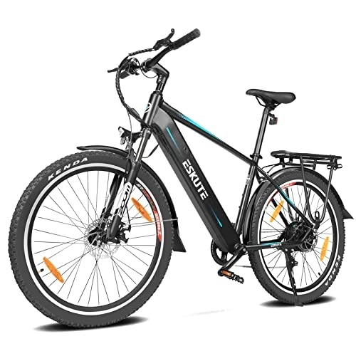 Bicicletas eléctrica : ESKUTE Bicicleta Electrica Netuno 27, 5", Ebike para Adulto con Batería Samsung Cell 36V 14, 5Ah, Bici Electrica Adecuada para los 160 cm+ con Guardabarros y portaequipajes